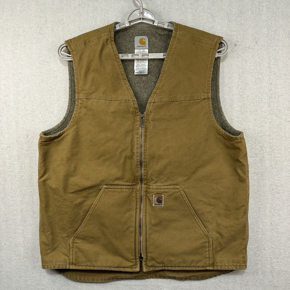 Carhartt V26 Sherpa Lined Sandstone Vest Men's XL Tall Canvas Camel Brown Zip
